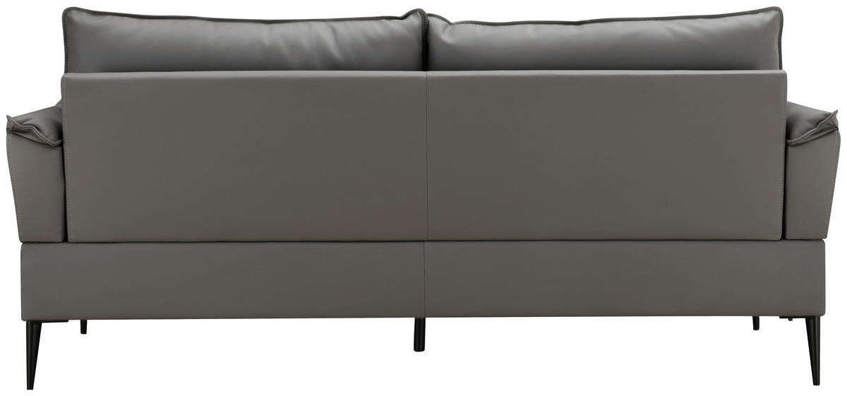 2-SITZER-SOFA Dunkelgrau Echtleder Lederlook  - Dunkelgrau/Schwarz, Design, Leder/Holz (195/87/90cm) - MID.YOU