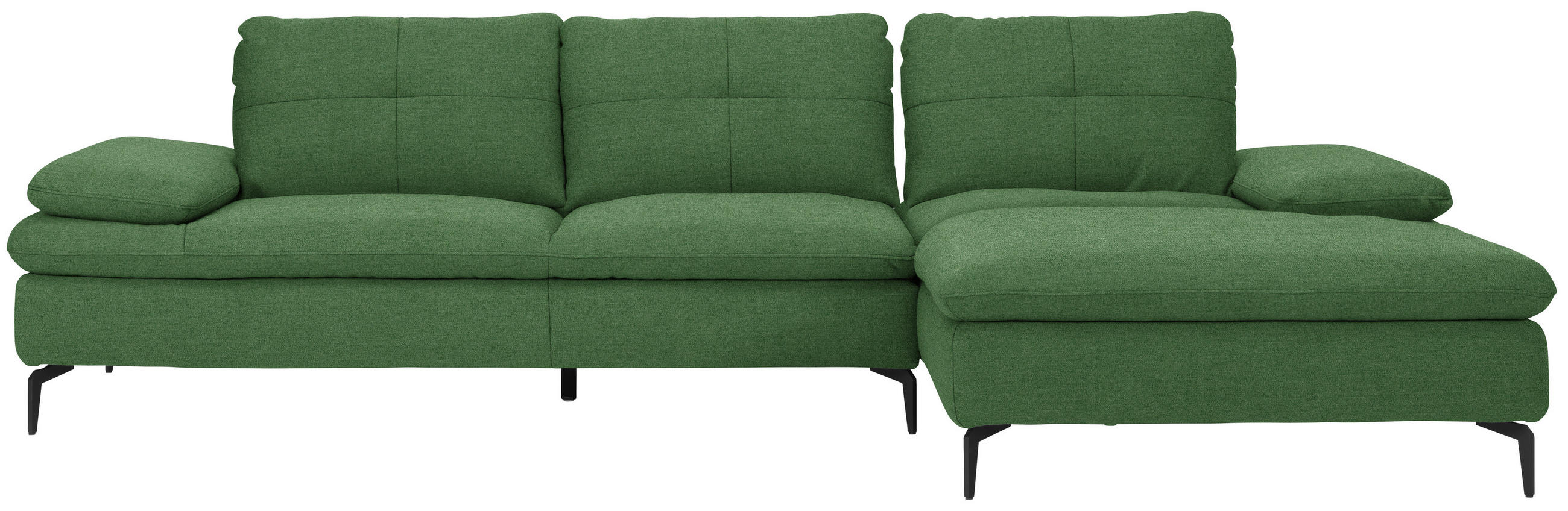 ECKSOFA in Webstoff Grün  - Schwarz/Grün, Design, Textil/Metall (301/179cm) - Chilliano