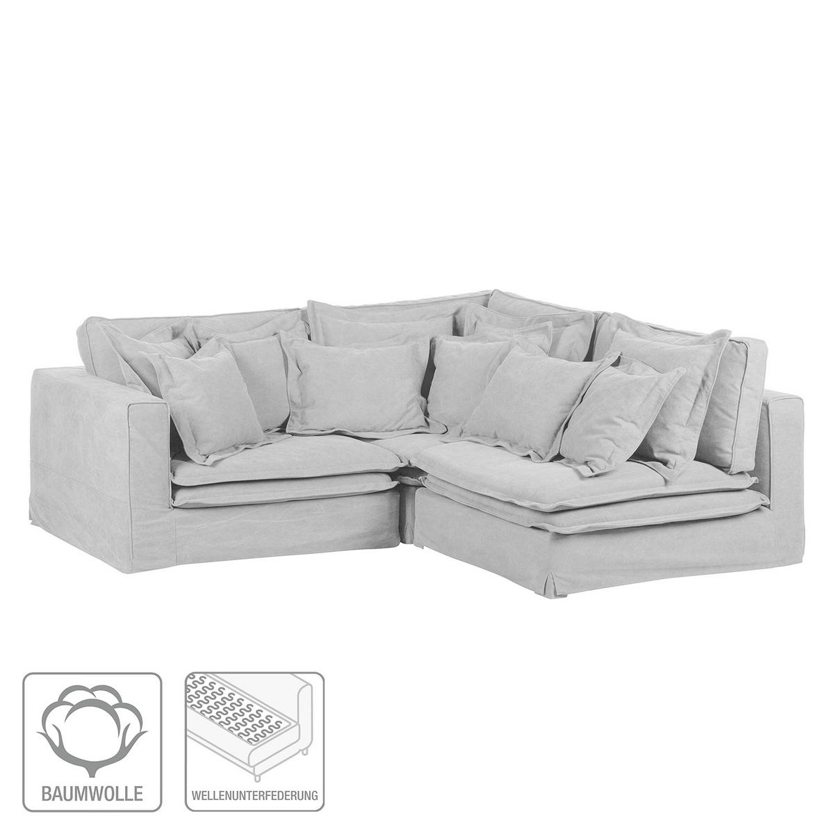 ECKSOFA Webstoff Hellgrau  - Hellgrau/Schwarz, Design, Kunststoff/Textil (222/238cm) - P & B