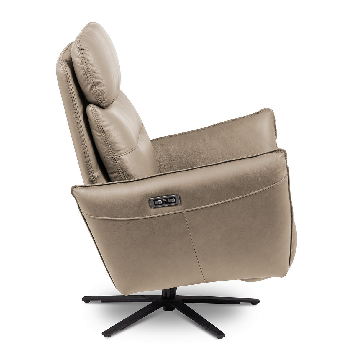 RELAXSESSEL in Leder Hellgrau  - Hellgrau/Schwarz, Design, Leder/Metall (77/107/88cm) - Livetastic