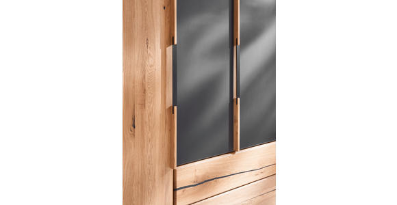 DREHTÜRENSCHRANK  in Anthrazit, Wildeiche  - Wildeiche/Anthrazit, Natur, Glas/Holz (300/218/60cm) - Valnatura