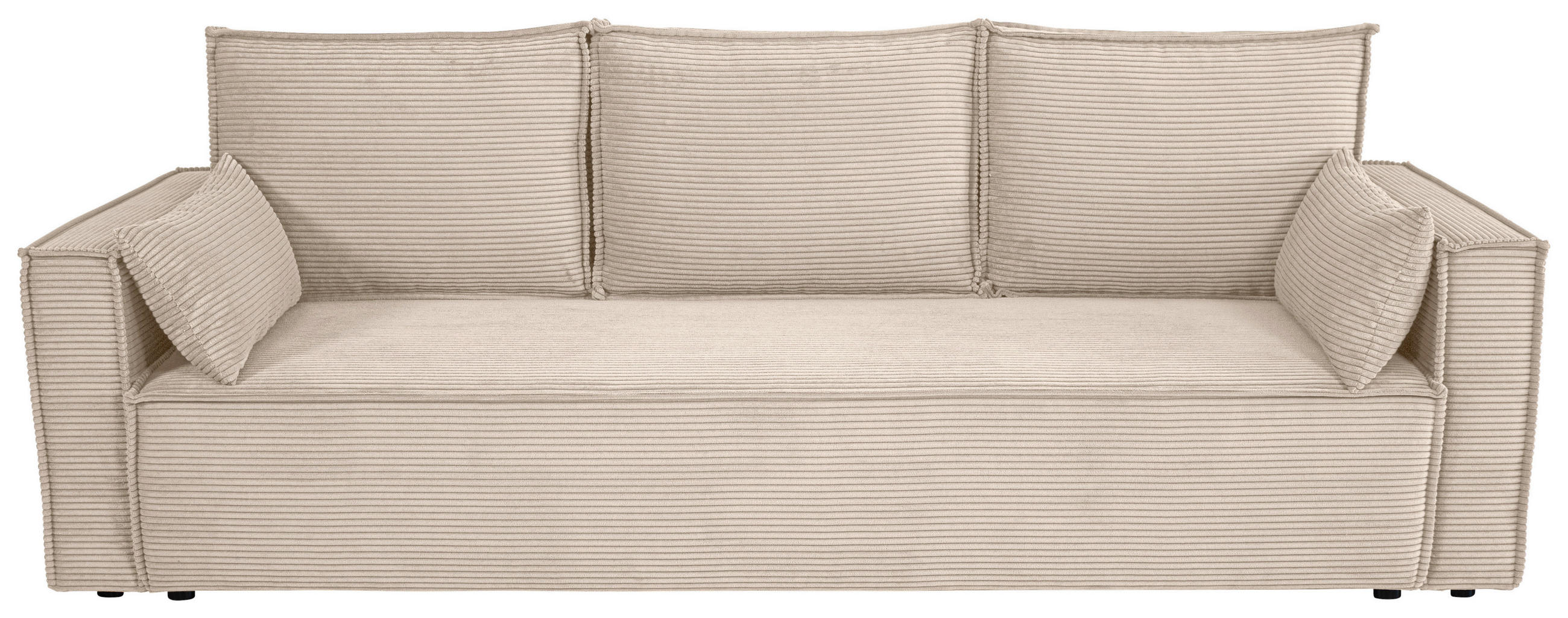 SCHLAFSOFA  mit Rücken echt, Armteil links, Armteil rechts Cord Beige  - Beige/Schwarz, Design, Textil (232/85/92cm) - Xora