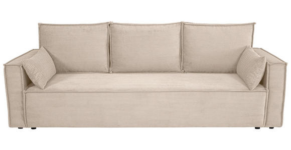SCHLAFSOFA  mit Rücken echt, Armteil links, Armteil rechts Cord Beige  - Beige/Schwarz, Design, Textil (232/85/92cm) - Xora