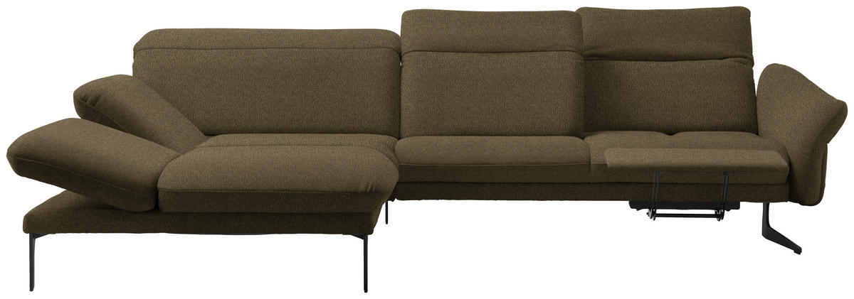 ECKSOFA in Webstoff Dunkelgrün  - Dunkelgrün/Anthrazit, Design, Textil/Metall (203/299cm) - Himolla