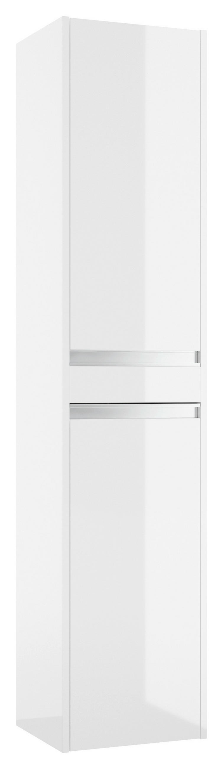 DULAP ÎNALT 35/160/30 cm  - alb/culoare aluminiu, Basics, metal/material pe bază de lemn (35/160/30cm) - Carryhome