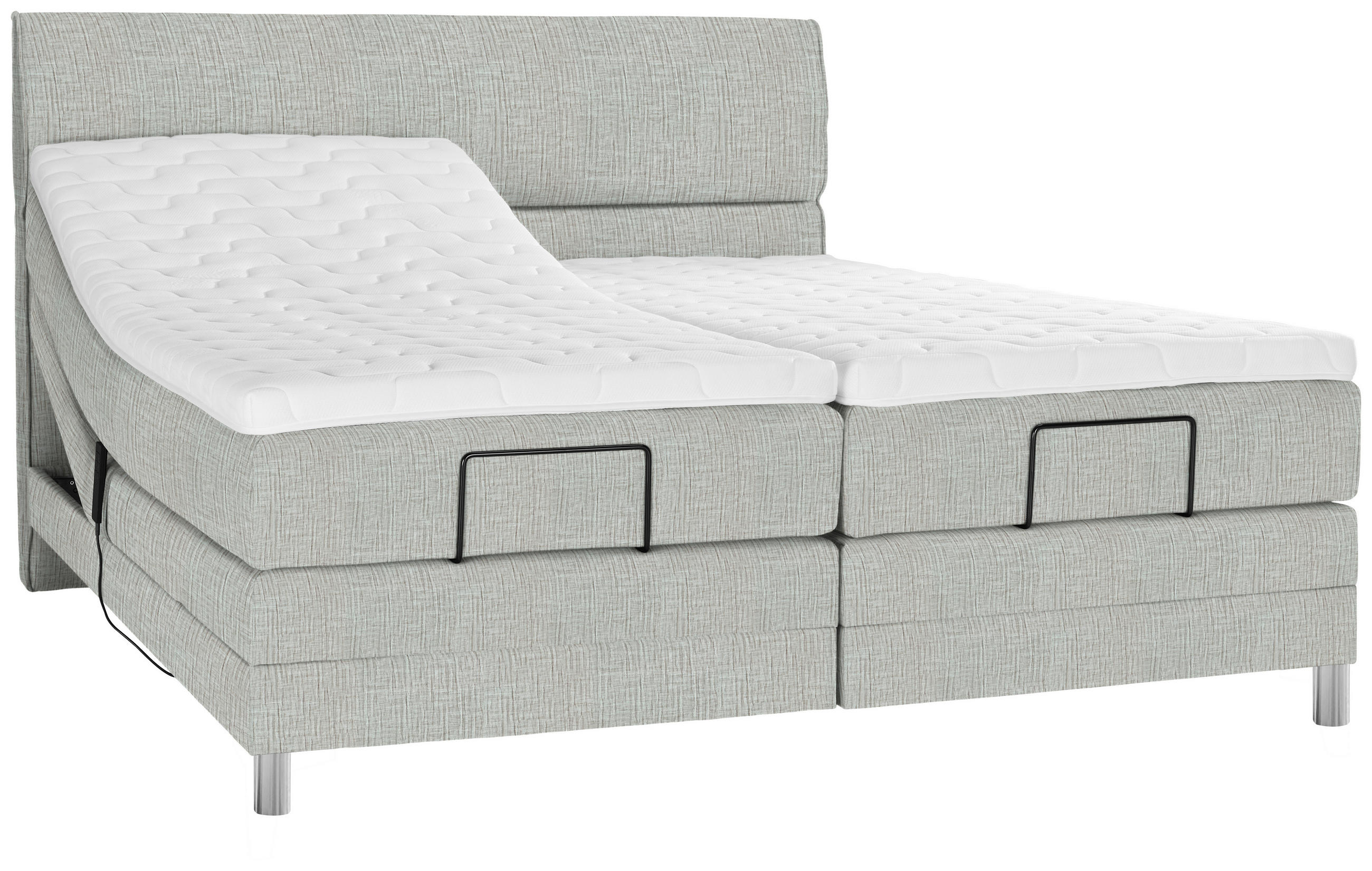 BOXSPRINGBETT 180/200 cm in Hellgrau - Chromfarben/Hellgrau, KONVENTIONELL, Kunststoff/Textil (180/200cm) - Voleo