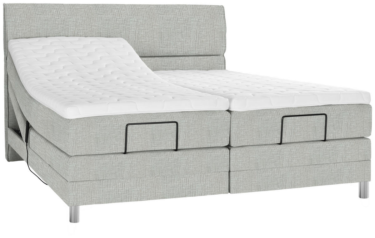 BOXSPRINGBETT 180/200 cm  in Hellgrau  - Chromfarben/Hellgrau, Konventionell, Kunststoff/Textil (180/200cm) - Voleo
