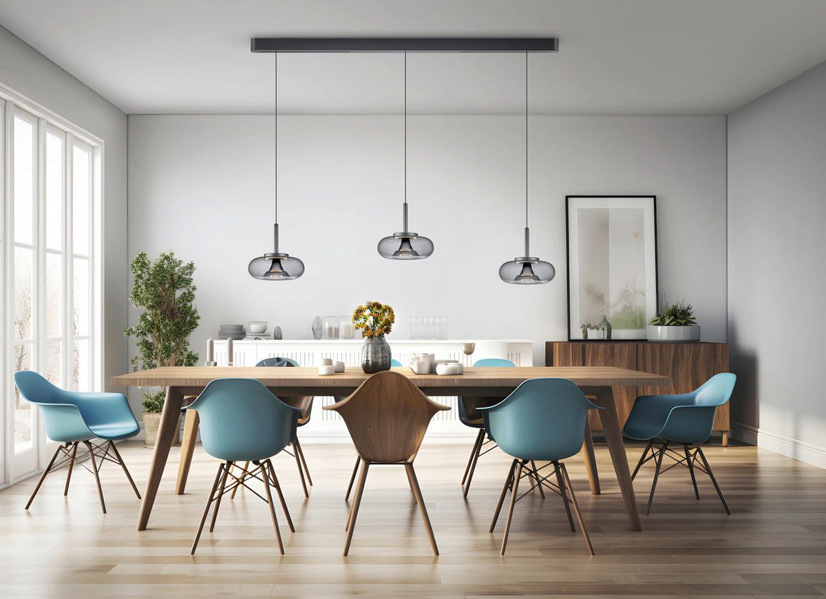 LED-HÄNGELEUCHTE Sica 22/210 cm  - Schwarz, Design, Glas/Metall (22/210cm) - Helestra