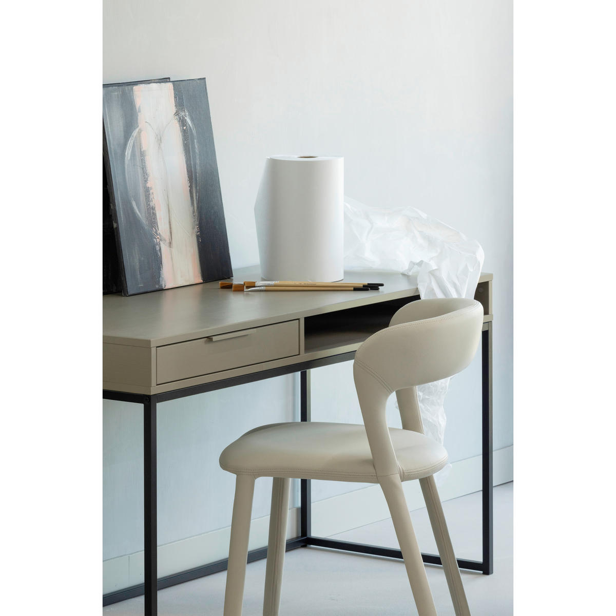 STUHL-SET 2 Stück  in Lederlook Kunststoff, Textil  - Beige, MODERN, Kunststoff/Textil (51/76/56cm) - Livetastic