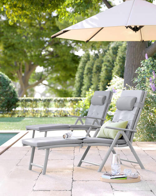 SONNENLIEGE 61/39/183 cm  - Grau, Basics, Textil/Metall (61/39/183cm) - Modante