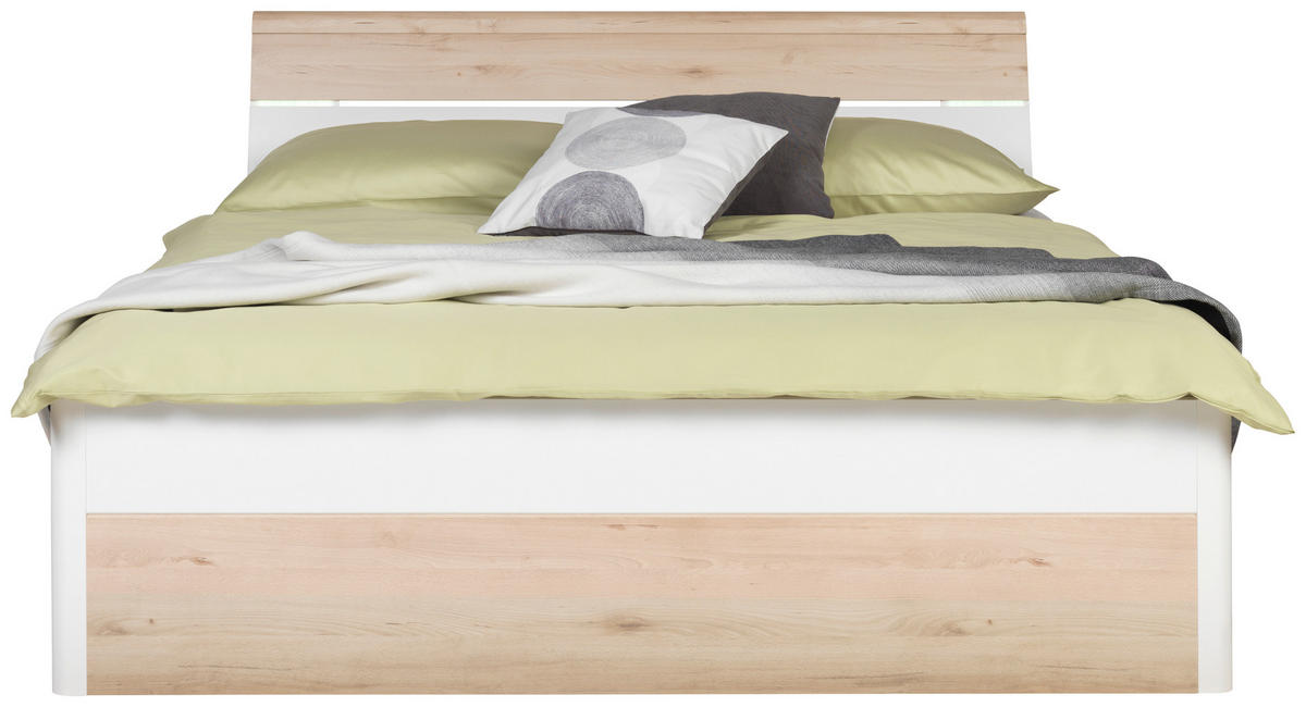 PAT 180/200 cm  in alb, culoare lemn fag   - culoare lemn fag/alb, Design, lemn/material pe bază de lemn (180/200cm) - Ti'me