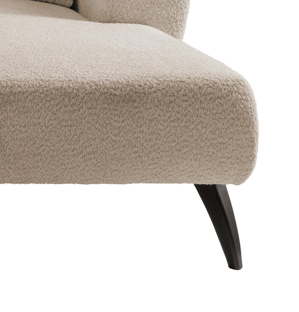 ECKSOFA in Bouclé Beige  - Beige/Schwarz, Modern, Holz/Textil (264/160cm) - MID.YOU