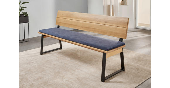 SITZBANK 180/85/56 cm  in Blau, Schwarz, Wildeiche  - Blau/Wildeiche, KONVENTIONELL, Holz/Textil (180/85/56cm) - Valnatura