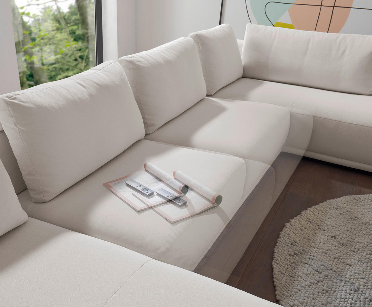 WOHNLANDSCHAFT Weiß Chenille  - Schwarz/Weiß, Design, Kunststoff/Textil (166/397/204cm) - Musterring