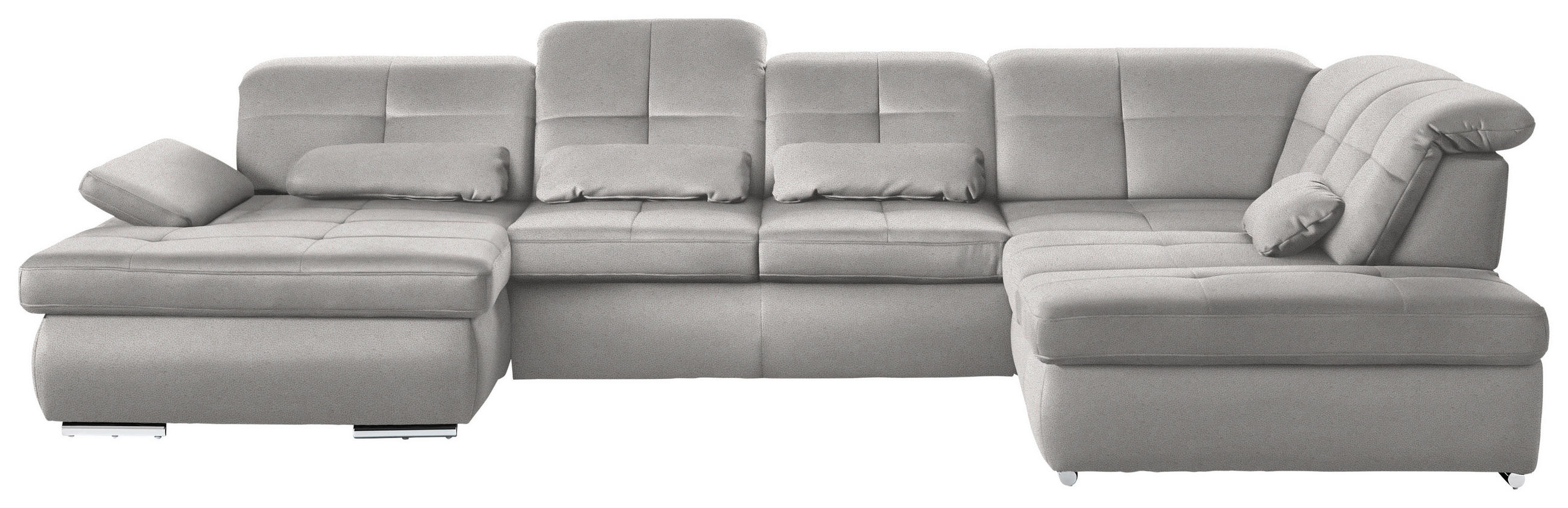 WOHNLANDSCHAFT Mikrofaser Silberfarben  - Chromfarben/Silberfarben, Design, Textil (195/371/260cm) - Beldomo Style