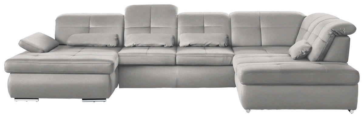 WOHNLANDSCHAFT Mikrofaser Silberfarben  - Chromfarben/Silberfarben, Design, Textil (195/371/260cm) - Beldomo Style