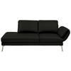 RÉCAMIERE in cuir véritable noir  - couleur chromée/noir, Design, cuir/métal (209/85-109/95-16cm) - Dieter Knoll