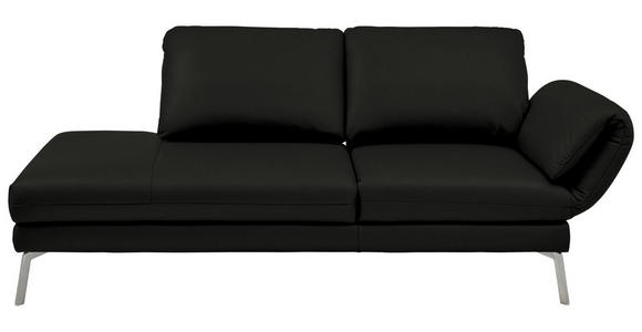 RÉCAMIERE  in Echtleder Schwarz  - Chromfarben/Schwarz, Design, Leder/Metall (209/85-109/95-16cm) - Dieter Knoll