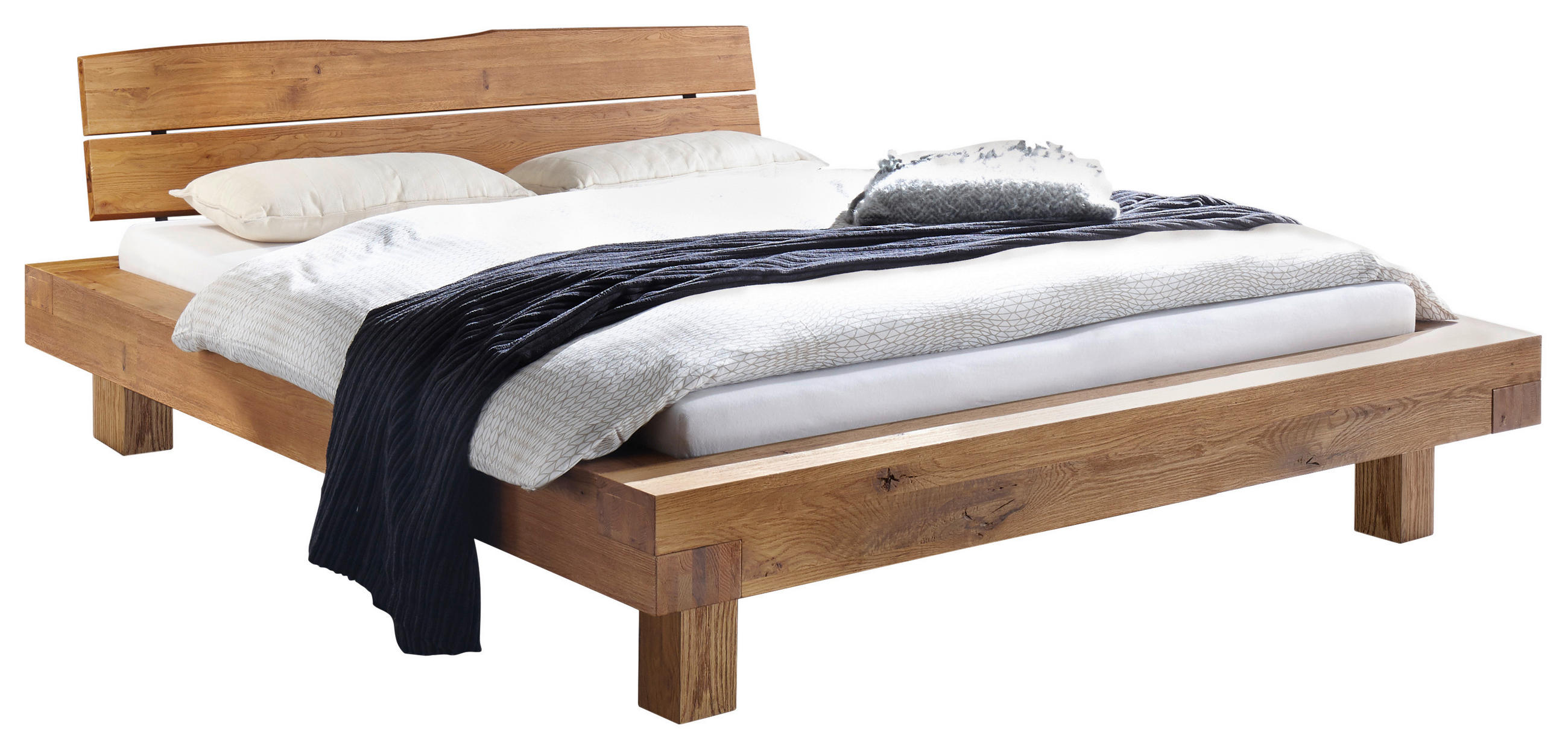 BETT Wildeiche massiv 140/200 cm Eichefarben  - Eichefarben, KONVENTIONELL, Holz (140/200cm) - Hasena