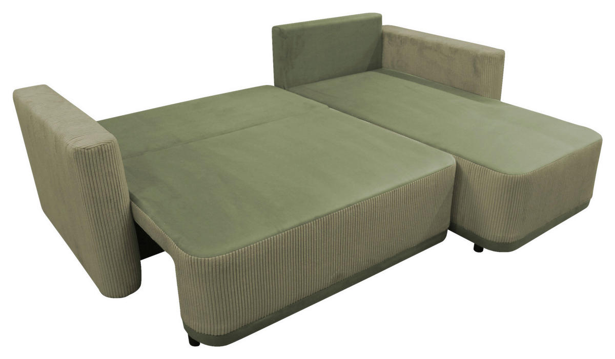 ECKSOFA STELLA Grün Plüsch Rückenkissen, Bettkasten  - Schwarz/Grün, Design, Kunststoff/Textil (234/166cm) - MID.YOU