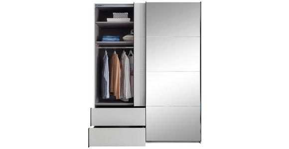 SCHWEBETÜRENSCHRANK  in Schwarz, Weiß  - Schwarz/Weiß, KONVENTIONELL, Glas/Holzwerkstoff (170/225,5/60cm) - Xora