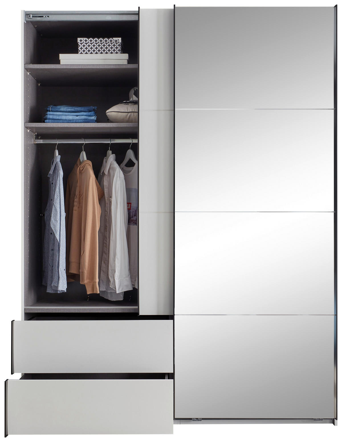 SCHWEBETÜRENSCHRANK 170/225,5/60 cm 2-türig Schwarz, Weiß  - Schwarz/Weiß, KONVENTIONELL, Glas/Holzwerkstoff (170/225,5/60cm) - Xora