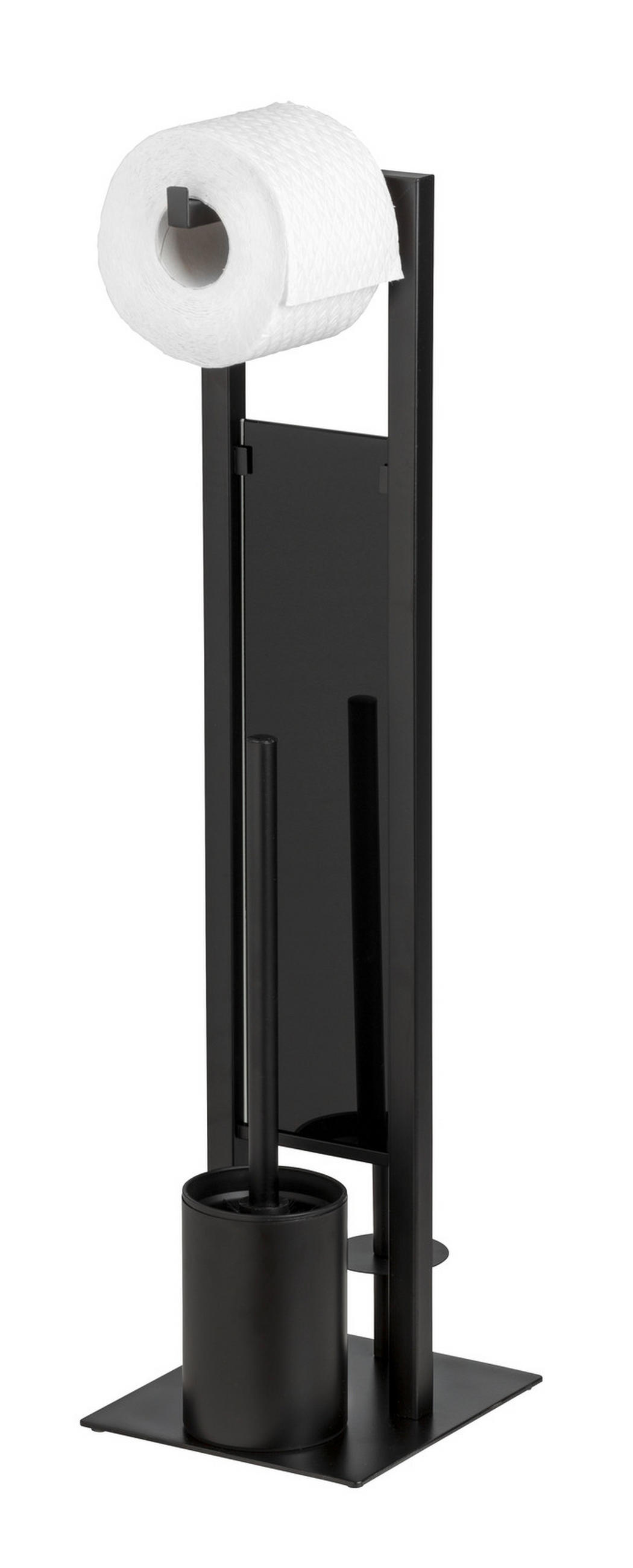 WENKO WC-KEFE GARNITÚRA fém, Üveg  - fekete, Basics, műanyag/Üveg (18/70/23cm) - Wenko