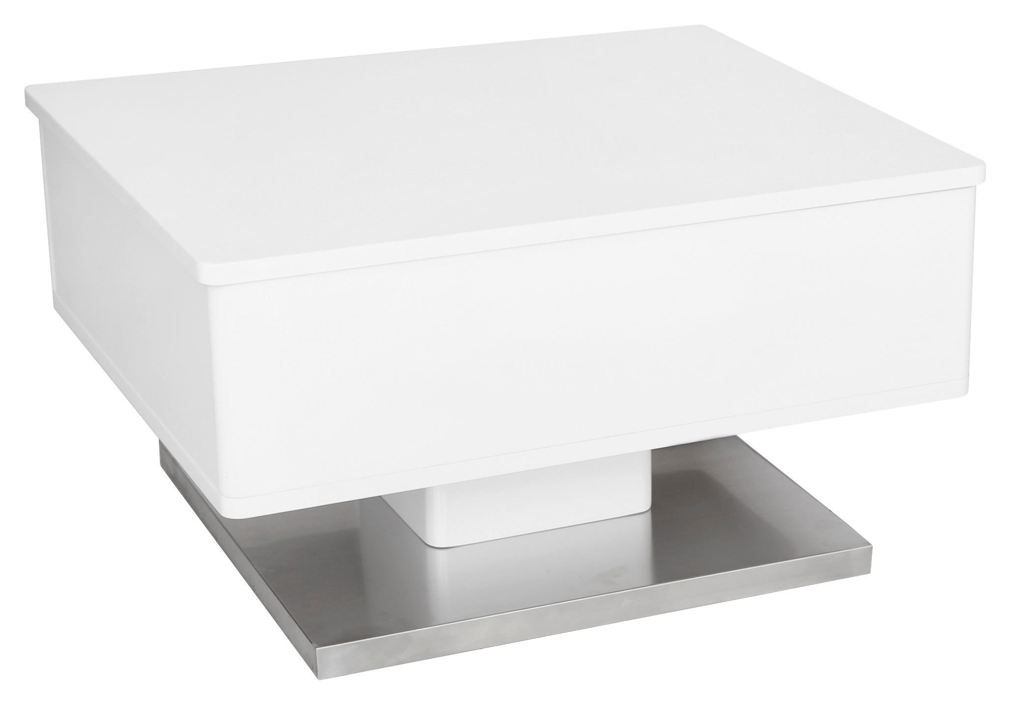 COUCHTISCH 60/70/40,5 cm rechteckig Weiß, Edelstahlfarben  - Edelstahlfarben/Weiß, Design, Holzwerkstoff/Metall (60/70/40,5cm) - Novel