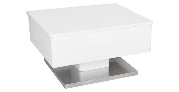 COUCHTISCH 60/70/40,5 cm rechteckig Weiß, Edelstahlfarben - Edelstahlfarben/Weiß, Design, Holzwerkstoff/Metall (60/70/40,5cm) - Novel