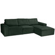 ECKSOFA Dunkelgrün Chenille - Dunkelgrün/Schwarz, KONVENTIONELL, Kunststoff/Textil (272/168cm) - Carryhome