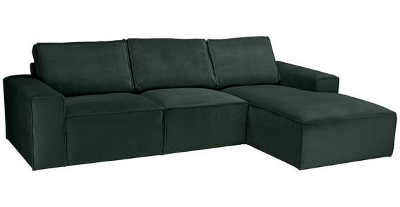 ECKSOFA Dunkelgrün Chenille - Dunkelgrün/Schwarz, KONVENTIONELL, Kunststoff/Textil (272/168cm) - Carryhome