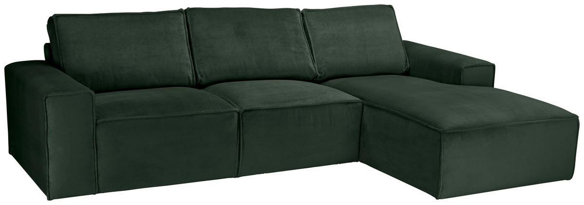 ECKSOFA Dunkelgrün Chenille  - Dunkelgrün/Schwarz, KONVENTIONELL, Kunststoff/Textil (272/168cm) - Carryhome