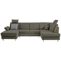WOHNLANDSCHAFT in Struktur Braun  - Silberfarben/Braun, Konventionell, Holz/Textil (167/322/186cm) - Cantus