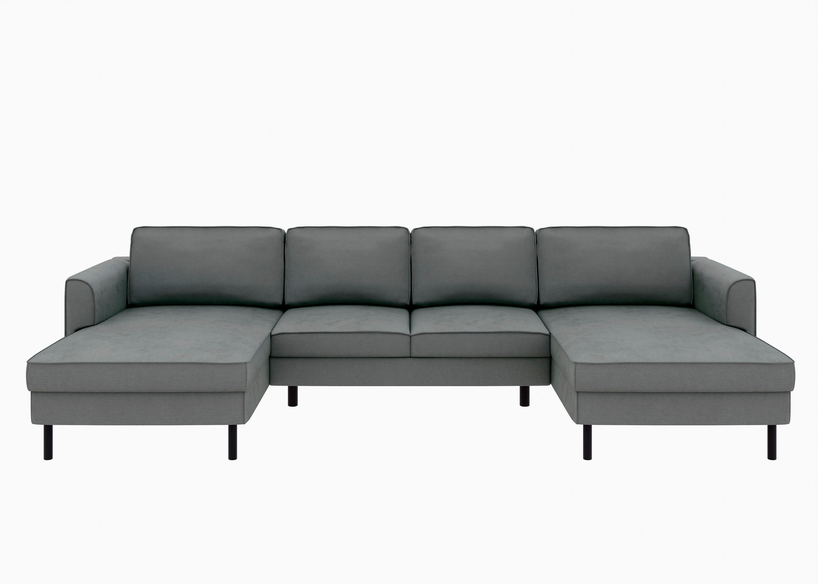 WOHNLANDSCHAFT Anthrazit Struktur  - Anthrazit/Schwarz, MODERN, Textil/Metall (161/306/161cm) - Trendmanufaktur