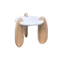 BEISTELLTISCH 50/50/50 cm Akazie massiv Naturfarben, Weiß rund  - Naturfarben/Weiß, Design, Holz/Holzwerkstoff (50/50/50cm) - MID.YOU