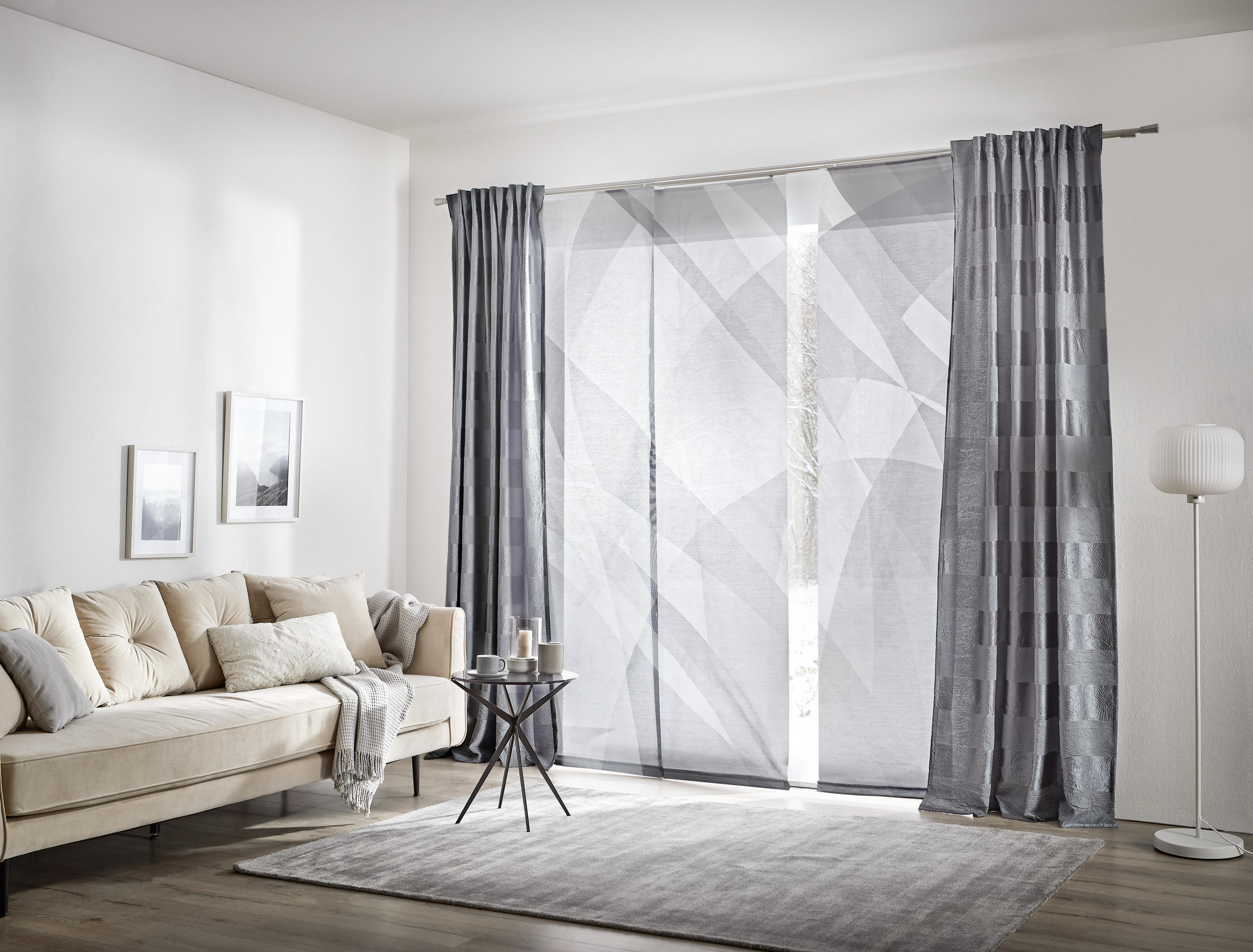 FLÄCHENVORHANG 3ER-SET  3 Stück  blickdicht   60/245 cm  - Anthrazit/Silberfarben, Design, Textil (60/245cm) - Novel