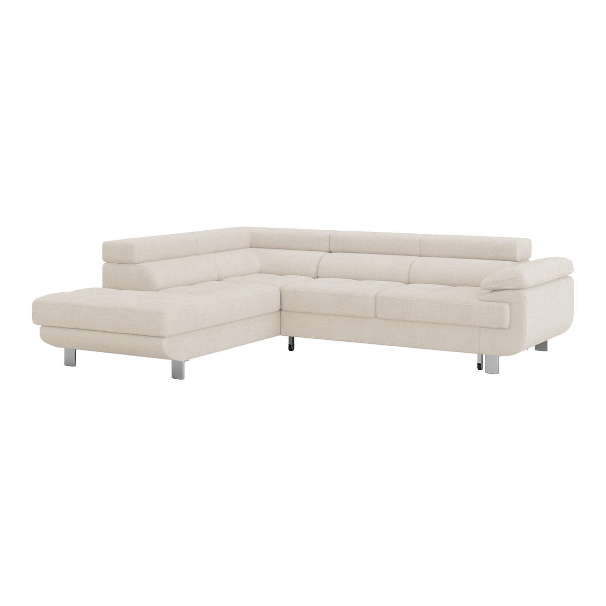 ECKSOFA in Drell Perlmutt  - Perlmutt, Modern, Textil/Metall (230/270cm) - MID.YOU