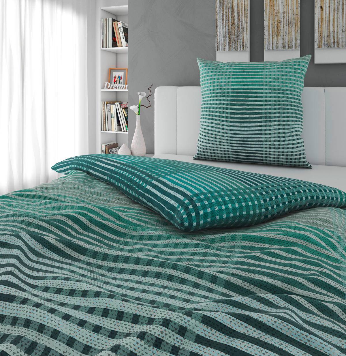 BETTWÄSCHE Flanell 135/200 cm  - Türkis, Textil (135/200cm) - Novel