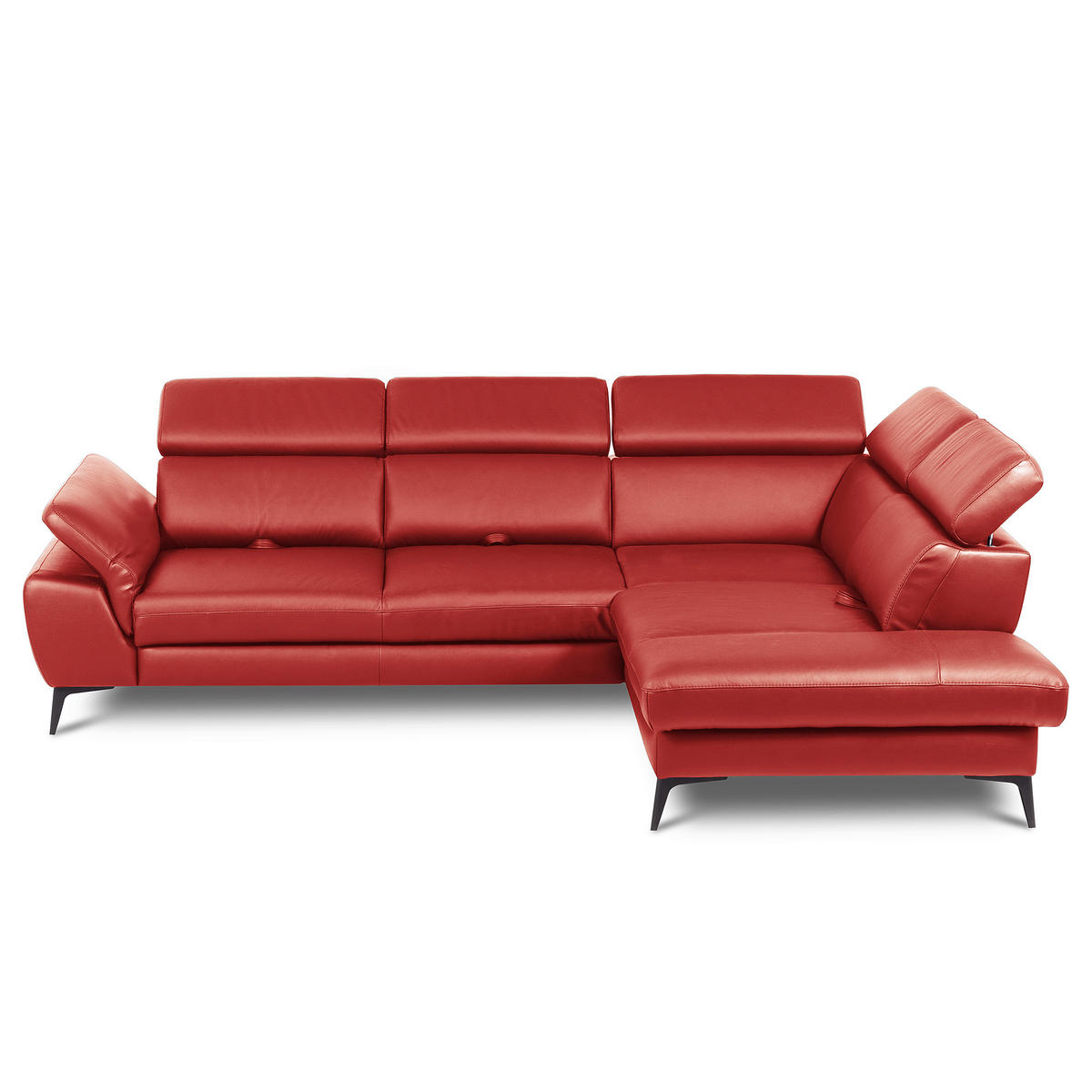 ECKSOFA Lederlook Echtleder Rot  - Rot/Schwarz, Design, Leder/Textil (274/220cm) - Livetastic