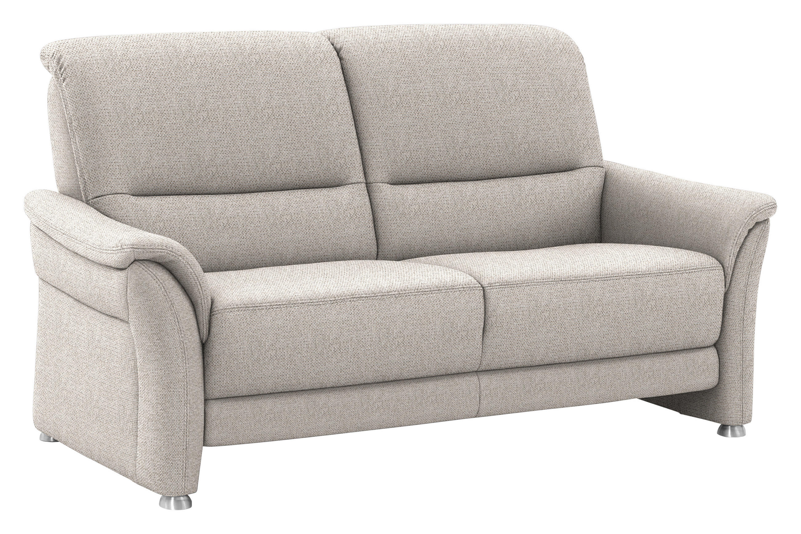 2,5-SITZER Flachgewebe Beige  - Beige/Alufarben, Konventionell, Textil/Metall (172/96/93cm) - Beldomo Premium