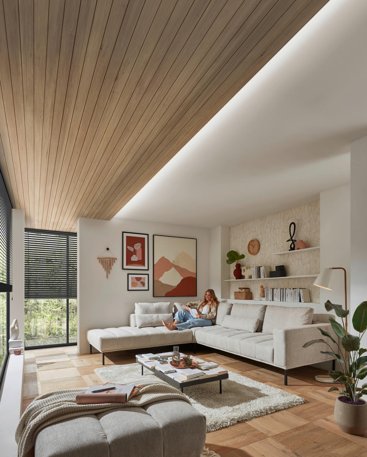 ECKSOFA  in Flachgewebe Creme  270/308 cm  - Creme/Schwarz, Design, Textil/Metall (270/308cm) - Pure Home Lifestyle