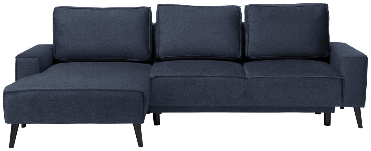 ECKSOFA in Velours Blau  - Blau/Schwarz, KONVENTIONELL, Holz/Textil (161/260cm) - Carryhome