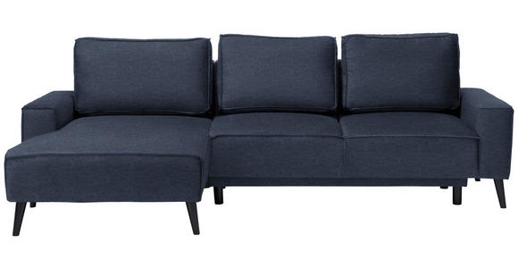 ECKSOFA  in Velours Blau  - Blau/Schwarz, KONVENTIONELL, Holz/Textil (161/260cm) - Carryhome