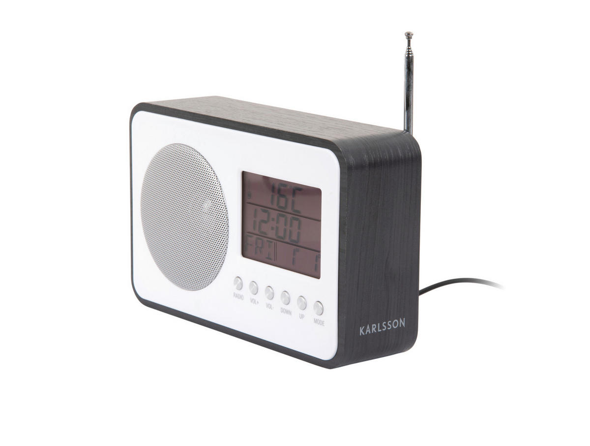 UHRENRADIO   - Schwarz, Basics, Holzwerkstoff (19/7/12.5cm) - Karlsson