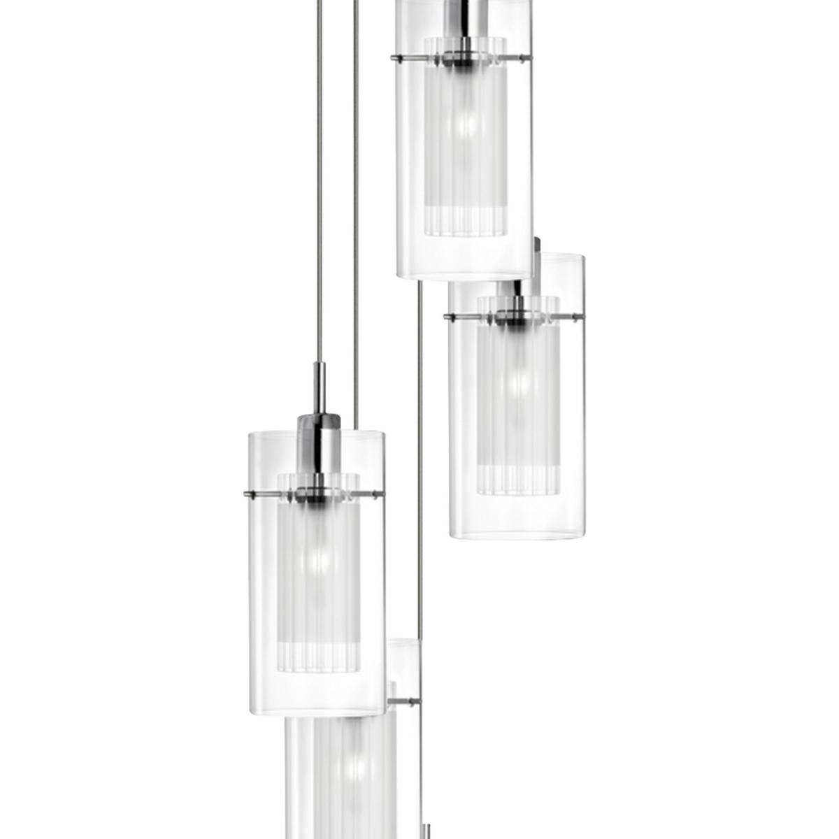 HÄNGELEUCHTE Duo I 28/28/120 cm  - Silberfarben, Design, Glas/Metall (28/28/120cm)