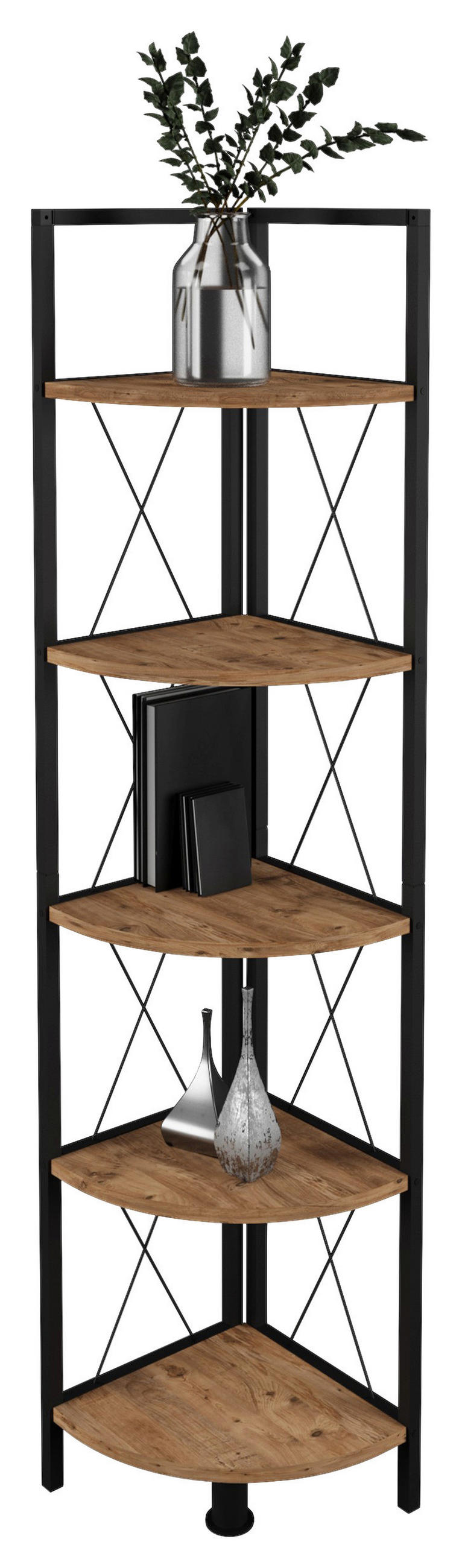 ECKREGAL - Honigeiche/Schwarz, Design, Holzwerkstoff/Metall (34/160/34cm) - MID.YOU