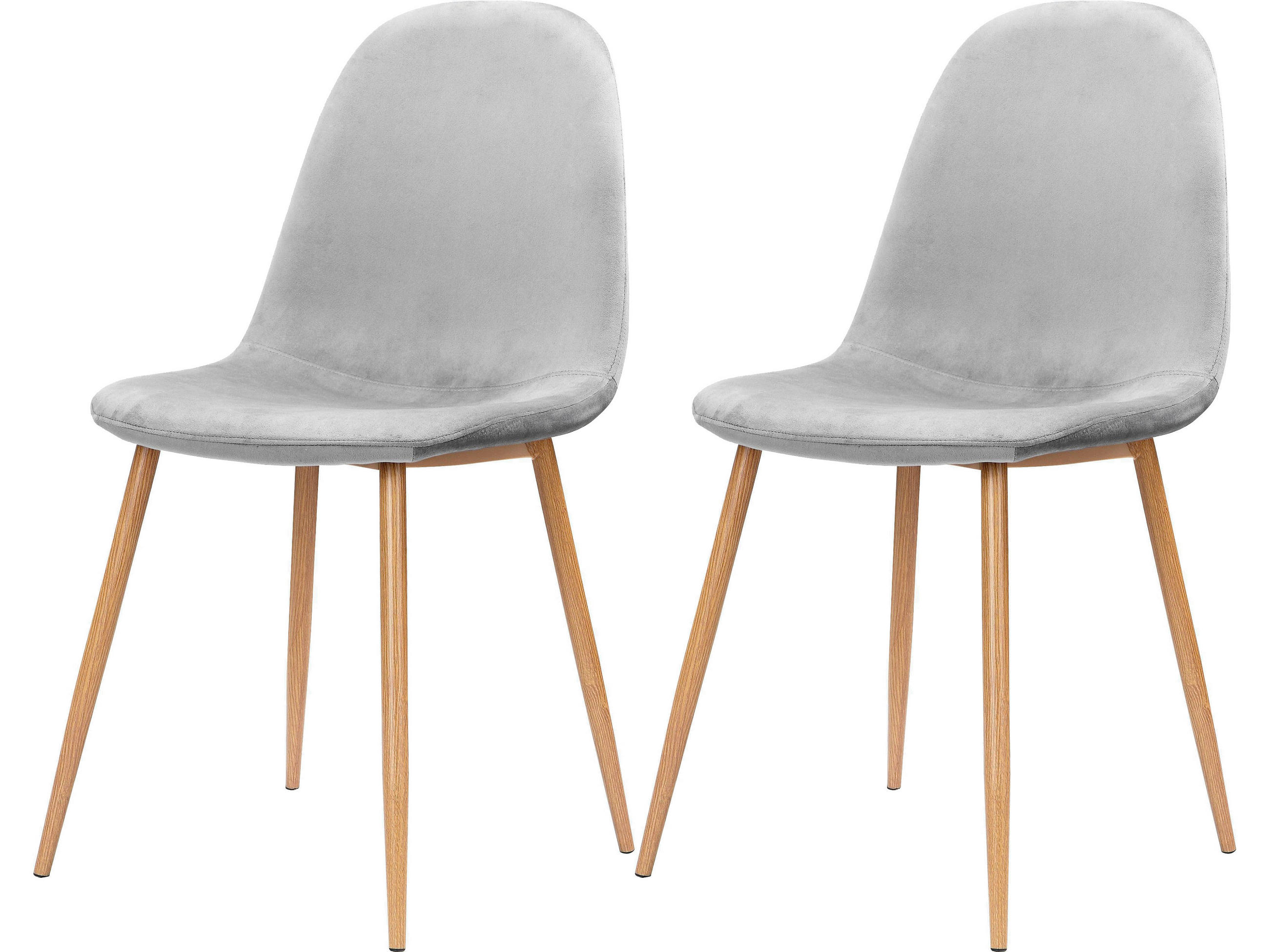 STUHL-SET Velours Grau  - Eichefarben/Grau, Design, Textil/Metall (44/87/51cm) - MID.YOU