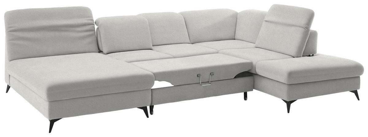 WOHNLANDSCHAFT Chenille Cappuccino  - Schwarz/Cappuccino, Design, Textil/Metall (198/369/255cm) - Beldomo Style