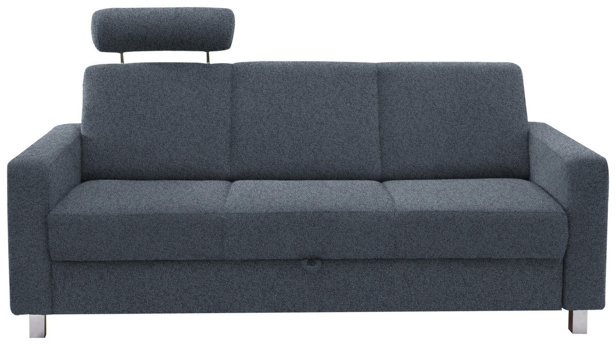 3-SITZER-SOFA Flachgewebe Blau  - Chromfarben/Blau, Design, Textil/Metall (195/83/85cm) - Xora