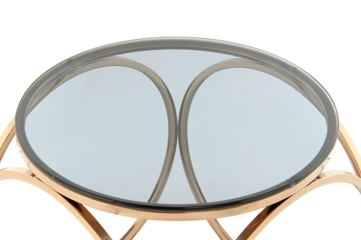 BEISTELLTISCH 50/50/52 cm Grau, Roségold rund  - Roségold/Grau, Design, Glas/Metall (50/50/52cm) - Kayoom